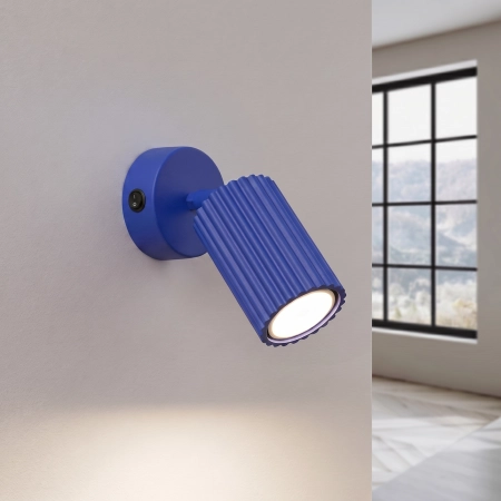 Kinkiet aluminiowy ultramaryna z włącznikiem KARBON SL.2319 - Sollux Lighting