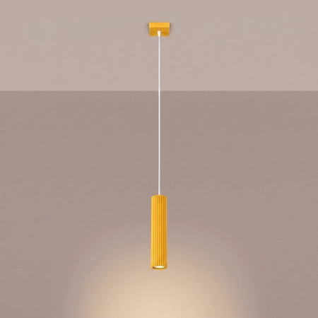 Lampa wisząca aluminiowa żółta 1-punktowa z serii KARBON SL.2334 - Sollux Lighting