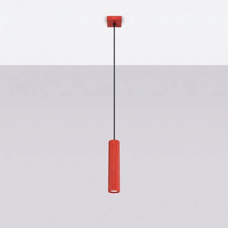 Lampa wisząca aluminiowa czerwona 1-punktowa KARBON 1 z serii KARBON SL.2335 - Sollux Lighting