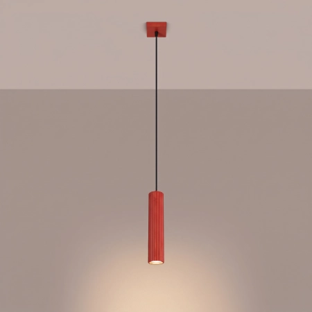 Lampa wisząca aluminiowa czerwona 1-punktowa KARBON 1 z serii KARBON SL.2335 - Sollux Lighting