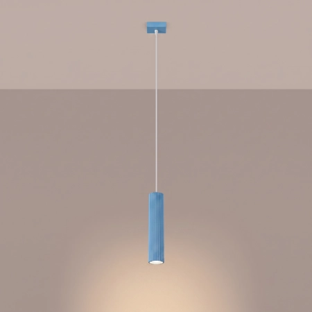 Lampa wisząca aluminiowa błękitna 1-punktowa KARBON 1 z serii KARBON SL.2337 - Sollux Lighting
