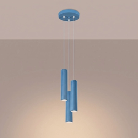 Lampa wisząca KARBON 3P błękitna SL.2343 - Sollux