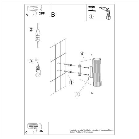 Kinkiet aluminiowy szałwiowy 2-punktowy 20cm z serii KARBON SL.2344 - Sollux Lighting