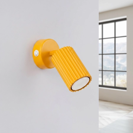 Kinkiet aluminiowy żółty z włącznikiem i regulacją kąta KARBON SL.2356 - Sollux Lighting