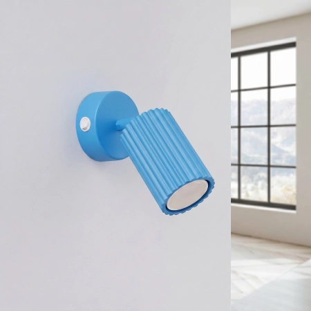 Kinkiet aluminiowy błękitny kwadratowy z włącznikiem KARBON SL.2377 - Sollux Lighting