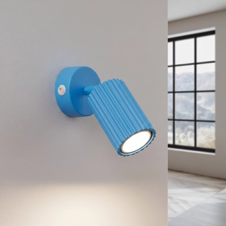 Kinkiet aluminiowy błękitny kwadratowy z włącznikiem KARBON SL.2377 - Sollux Lighting