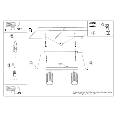 Plafon KARBON 2 błękitny SL.2379 - Sollux