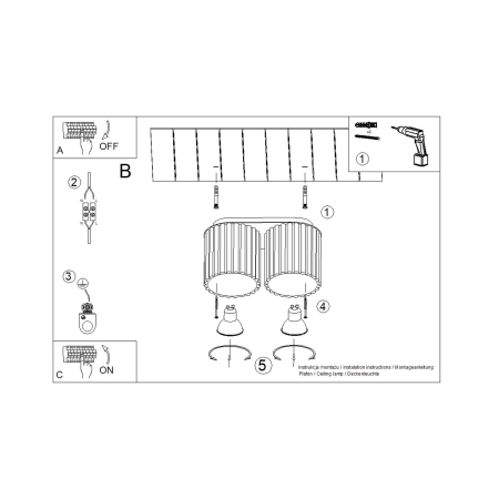 Plafon aluminiowy żółty 2-punktowy 21cm z serii AURA SL.2414 - Sollux Lighting