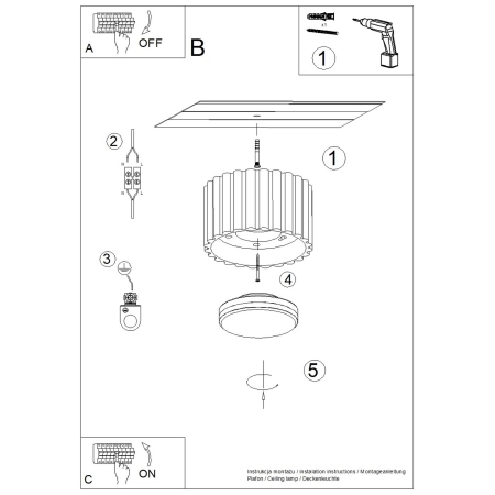 Plafon aluminiowy żółty kwadratowy 10cm AURA 1 z serii AURA SL.2416 - Sollux Lighting