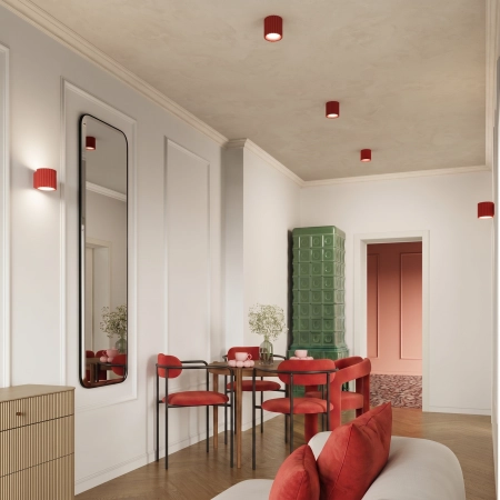 Kinkiet aluminiowy kwadratowy czerwony AURA z serii AURA SL.2420 - Sollux Lighting