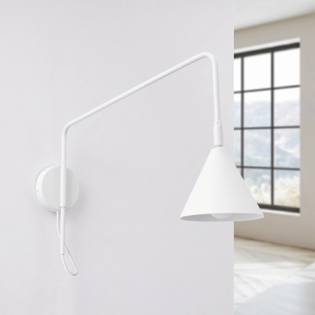 Kinkiet stalowy biały poziomy z włącznikiem NOX 1 SL.2491 - Sollux Lighting