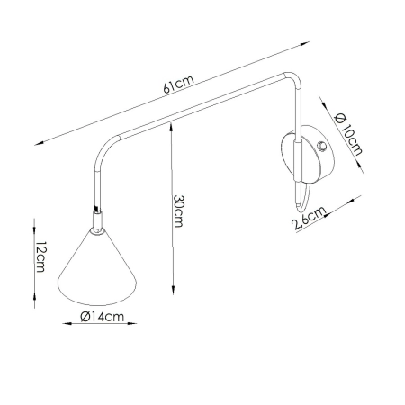 Kinkiet stalowy zielony oliwkowy 61cm z włącznikiem NOX 1 SL.2495 - Sollux Lighting