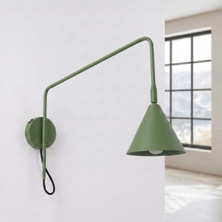 Kinkiet stalowy zielony oliwkowy 61cm z włącznikiem NOX 1 SL.2495 - Sollux Lighting