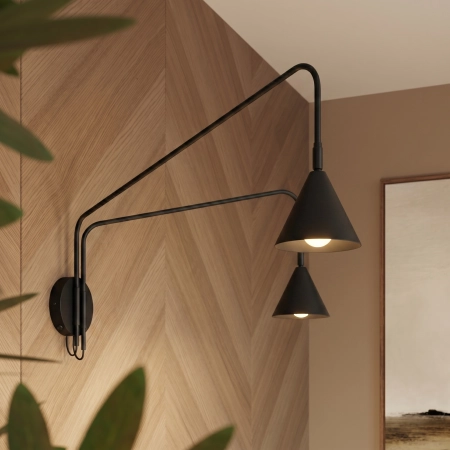 Kinkiet stalowy czarny z włącznikiem NOX 2 z serii NOX SL.2507 - Sollux Lighting