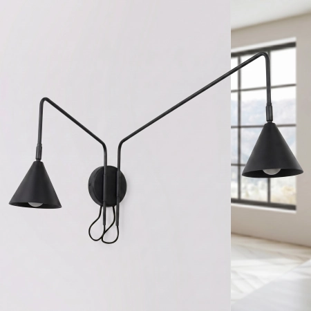 Kinkiet stalowy czarny z włącznikiem NOX 2 z serii NOX SL.2507 - Sollux Lighting