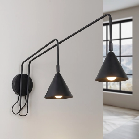 Kinkiet stalowy czarny z włącznikiem NOX 2 z serii NOX SL.2507 - Sollux Lighting