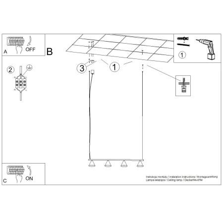 Żyrandol aluminiowy biały 4-punktowy NOX 4L SL.2551 - Sollux Lighting