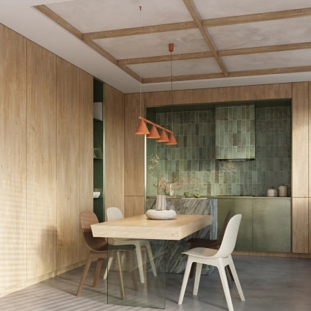 Żyrandol stalowy podłużny 4-punktowy ochra czerwona NOX 4L SL.2556 - Sollux Lighting