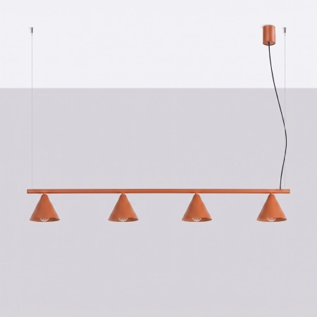 Żyrandol stalowy podłużny 4-punktowy ochra czerwona NOX 4L SL.2556 - Sollux Lighting