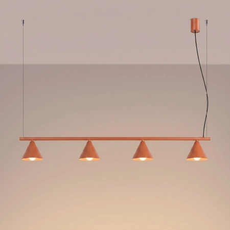 Żyrandol stalowy podłużny 4-punktowy ochra czerwona NOX 4L SL.2556 - Sollux Lighting