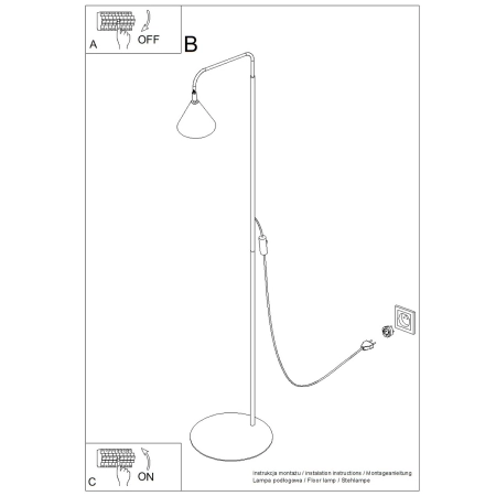 Lampa podłogowa stalowa biała 165cm NOX SL.2581 - Sollux Lighting