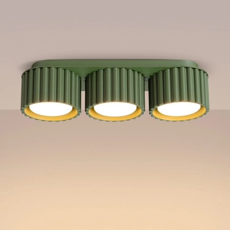 Plafon aluminiowy oliwkowy 3-punktowy AURA 3 z serii AURA SL.2631 - Sollux Lighting