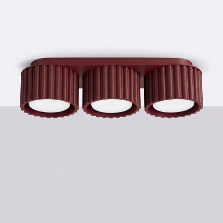 Plafon aluminiowy burgundowy 3-punktowy AURA 3 z serii AURA SL.2636 - Sollux Lighting