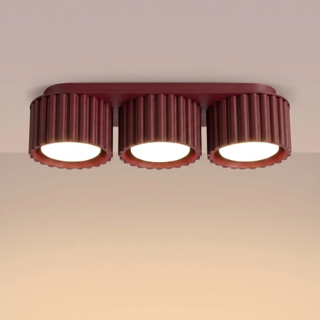 Plafon aluminiowy burgundowy 3-punktowy AURA 3 z serii AURA SL.2636 - Sollux Lighting