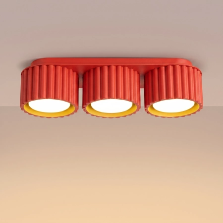 Plafon aluminiowy czerwony 3-punktowy AURA 3 z serii AURA SL.2641 - Sollux Lighting