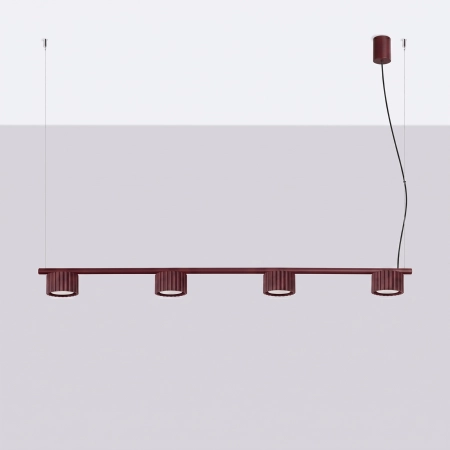 Żyrandol aluminiowy burgundowy 4-punktowy z serii AURA SL.2703 - Sollux Lighting