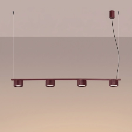 Żyrandol aluminiowy burgundowy 4-punktowy z serii AURA SL.2703 - Sollux Lighting