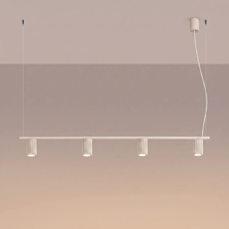 Żyrandol aluminiowy beżowy 4-punktowy z serii KARBON SL.2713 - Sollux Lighting