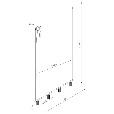 Żyrandol aluminiowy oliwkowy 4-punktowy KARBON 4 z serii KARBON SL.2714 - Sollux Lighting