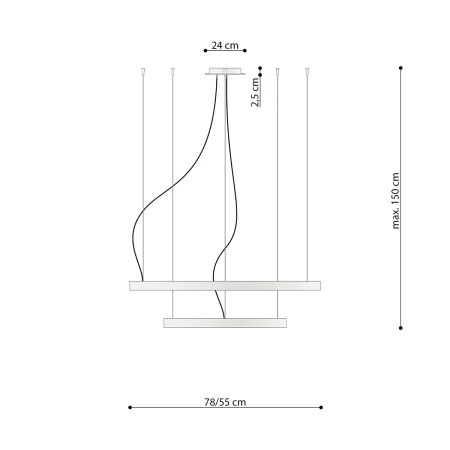 Żyrandol RIO 2 55/78 czarny LED 4000K TH.212 - Thoro
