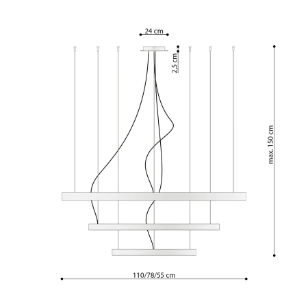Żyrandol RIO 3 55/78/110 złoty LED 4000K TH.269 - Thoro