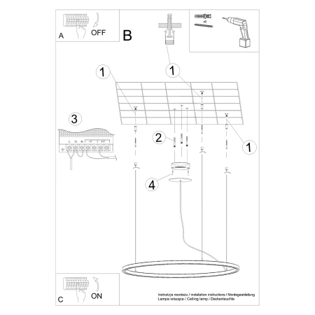 Żyrandol RISA 120 czarny LED 3000K TH.276 - Thoro