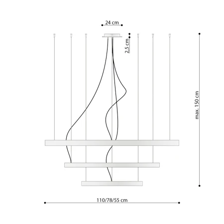 Żyrandol RIO 3 55/78/110 ochra czerwona LED 4000K TH.404 - Thoro