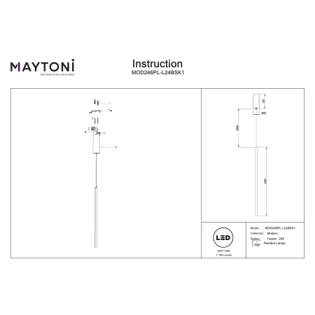 Lampa wisząca Halo MOD246PL-L24BSK1- Maytoni