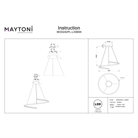 Lampa wisząca Curve MOD242PL-L33BSK- Maytoni
