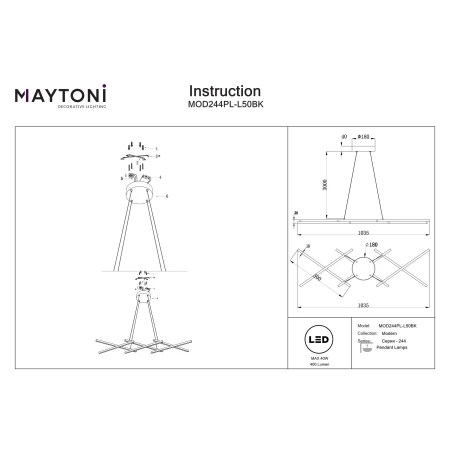 Lampa wisząca Halo MOD244PL-L50BK- Maytoni