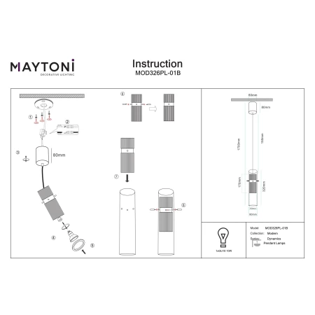 Lampa wisząca Dynamics MOD326PL-01B - Maytoni