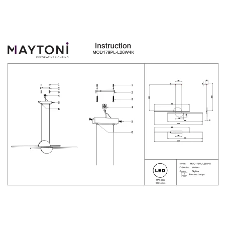 Lampa wisząca Skyline MOD179PL-L26W4K- Maytoni