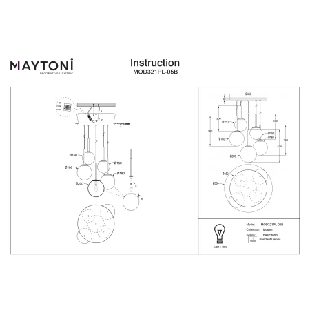 Lampa wisząca Basic form MOD321PL-05B - Maytoni