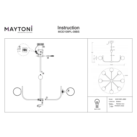 Lampa wisząca – Rendez-vous MOD109PL-08BS - Maytoni