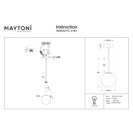 Lampa wisząca Basic form MOD321PL-01B1 - Maytoni