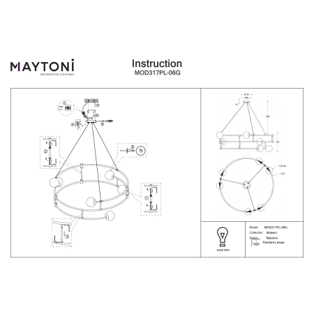 Lampa designerska wisząca BALANCE MOD317PL-06G - Maytoni