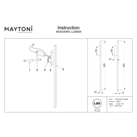 Kinkiet Halo MOD245WL-L24BSK- Maytoni