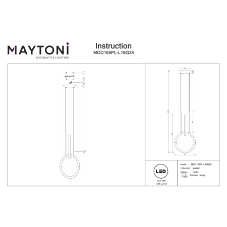 Lampa wisząca Node MOD165PL-L18G3K - Maytoni