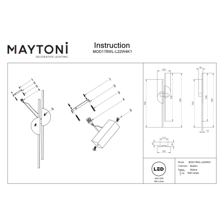 Kinkiet Skyline MOD179WL-L22W4K1- Maytoni
