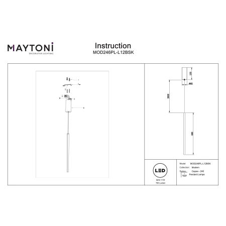 Lampa wisząca Halo MOD246PL-L12BSK- Maytoni